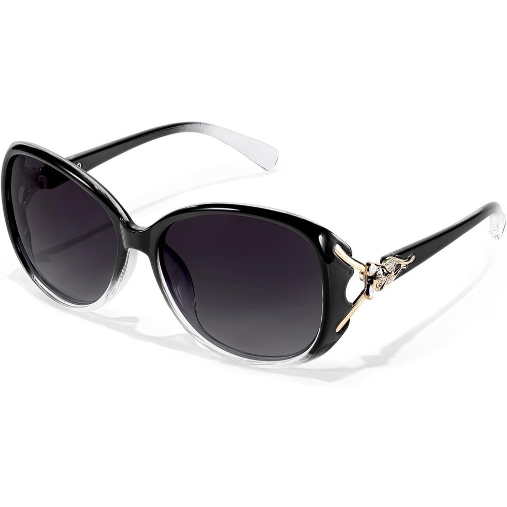 Women's Trendy Shades Eyes Protection Black Frame Polarized Sunglasses Oversized